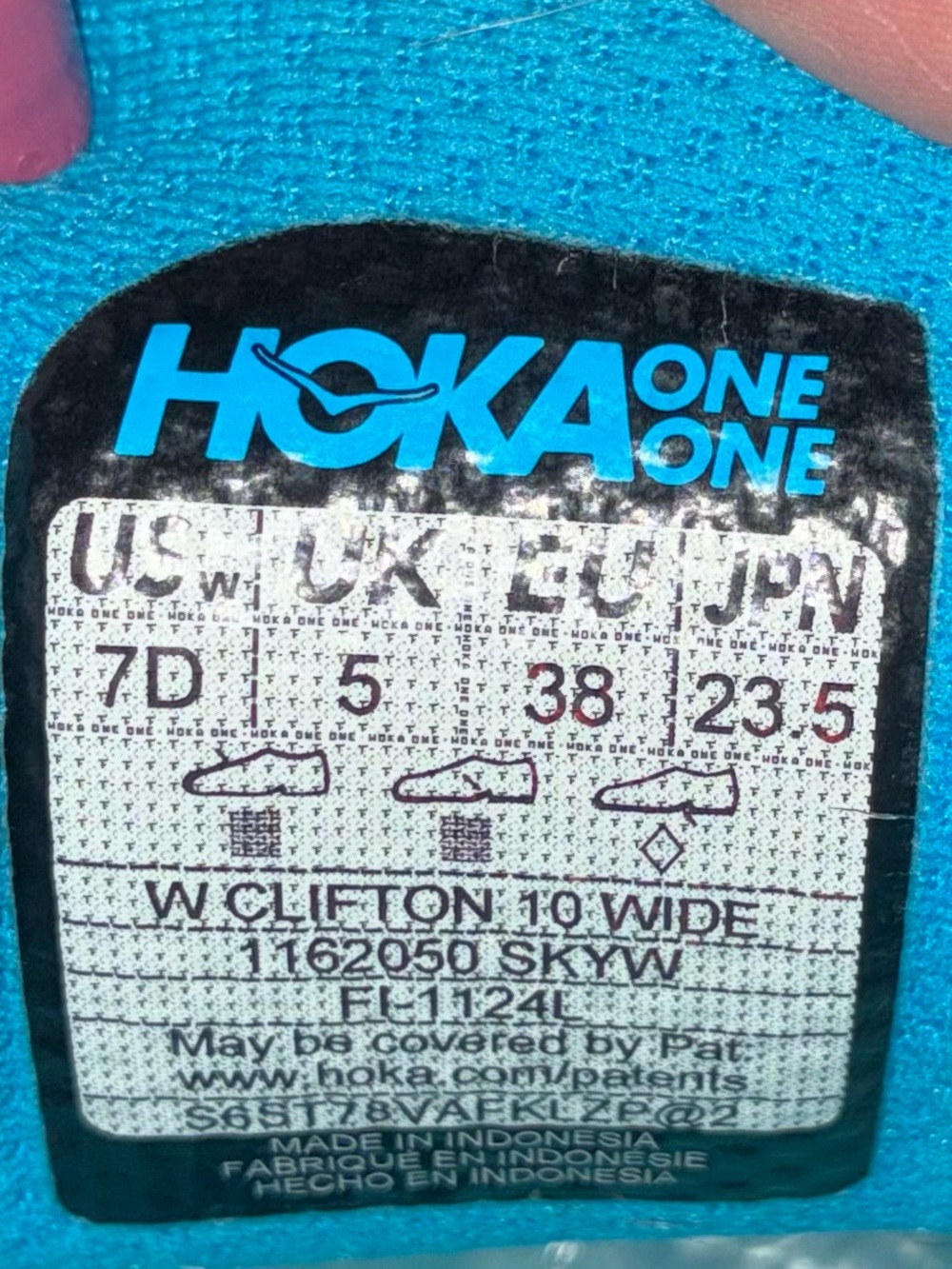 HOKA CLIFTON 10 SKYWARD BLUE. WOMENS SIZE 7 D - Picture 13 of 13
